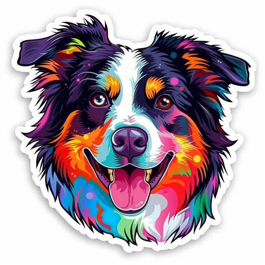 Sticker of a Border Collie Dog majestic Expressive surreal Vinyl Decal Sticker for Car, Laptop, Tumbler and more # F021907