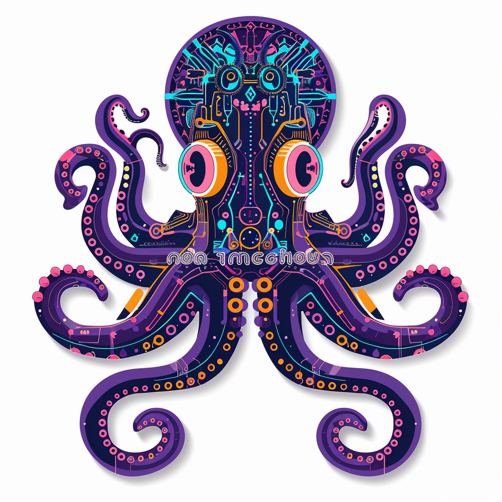 Sticker of a Octopus cyber punk majestic Expressive surreal Vinyl Decal Sticker for Car, Laptop, Tumbler and more # F015612