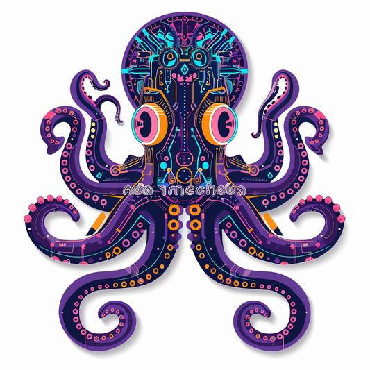 Sticker of a Octopus cyber punk majestic Expressive surreal Vinyl Decal Sticker for Car, Laptop, Tumbler and more # F015612