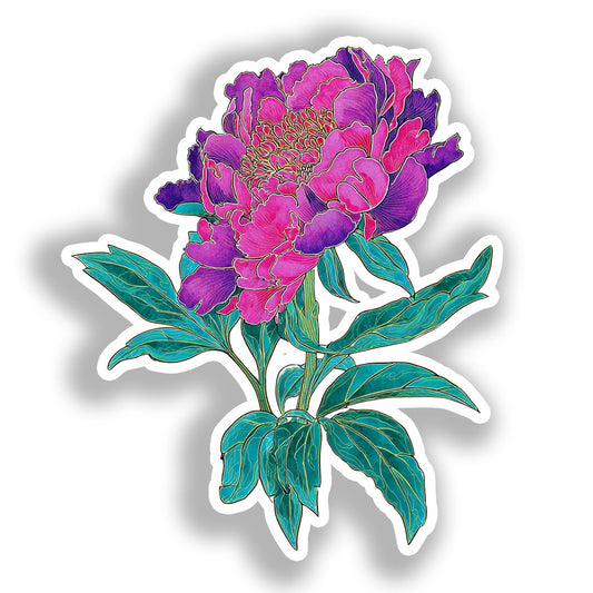 Peony Flower Vinyl Decal Sticker for Car, Laptop, Tumbler and more # A019263-4" x 4"