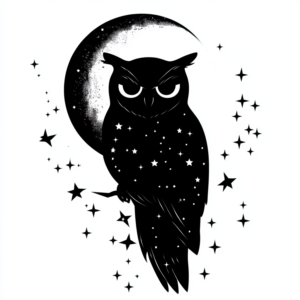 Owl Moon and Stars Vinyl Decal Sticker for Car, Laptop, Tumbler and more # F025781