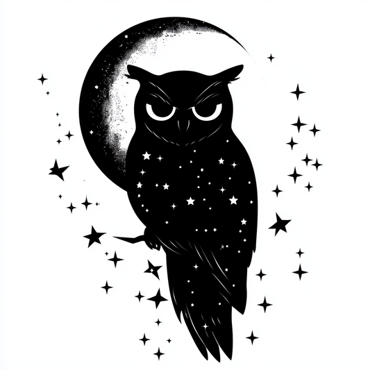 Owl Moon and Stars Vinyl Decal Sticker for Car, Laptop, Tumbler and more # F025781