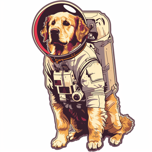Golden Retriever Dog astronaut Vinyl Decal Sticker for Car, Laptop, Tumbler and more # F010507