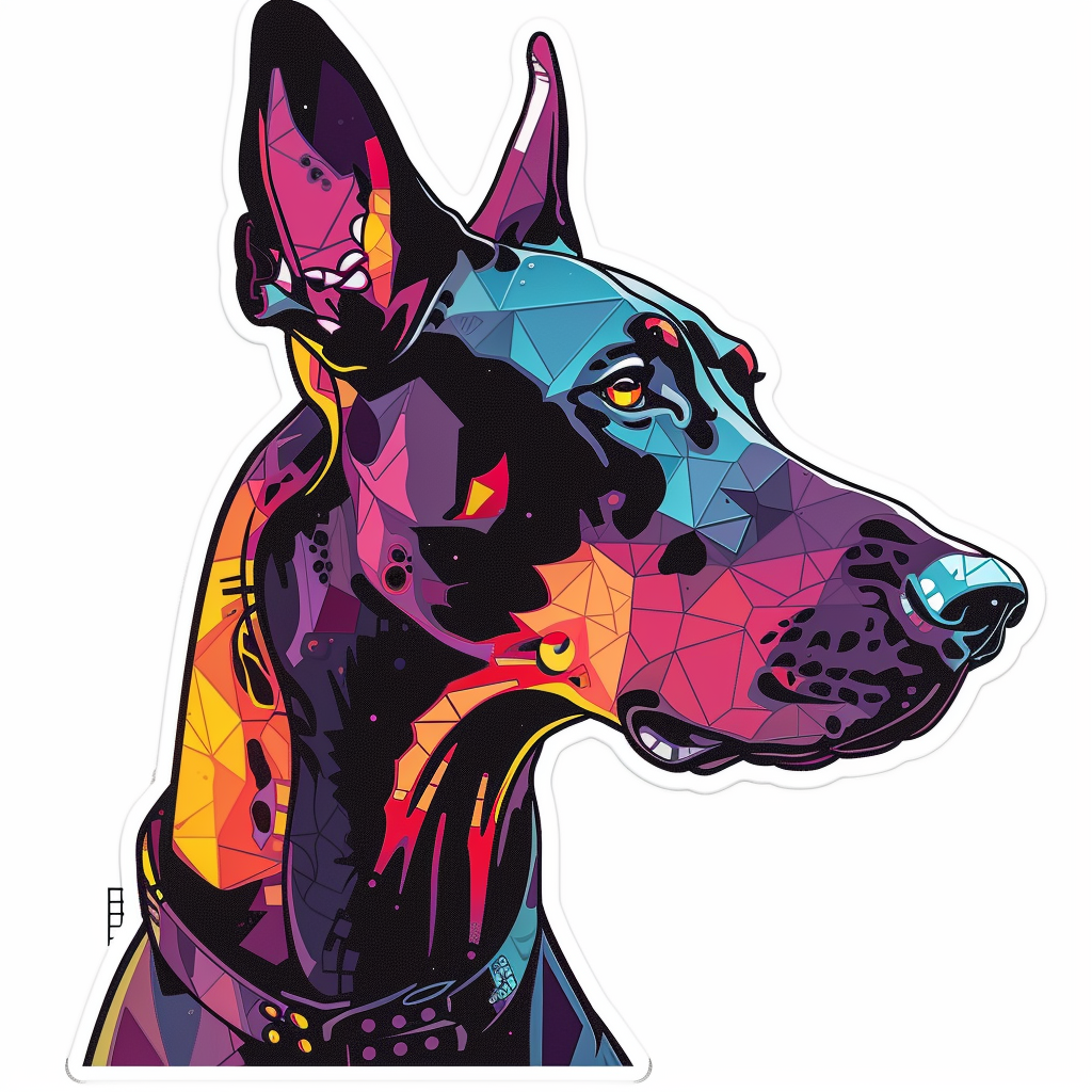 Great Dane Dog cyber punk majestic Expressive surreal Vinyl Decal Sticker for Car, Laptop, Tumbler and more # F017909