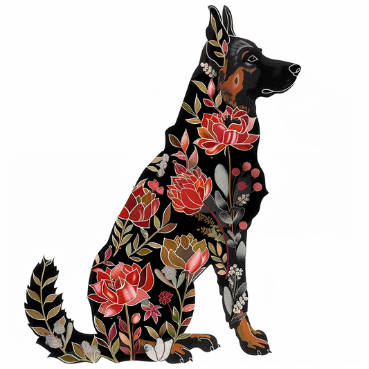German Shepherd Dog floral Vinyl Decal Sticker for Car, Laptop, Tumbler and more # F011482