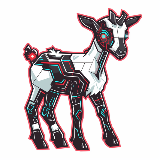 Goat cyber punk majestic Expressive surreal Vinyl Decal Sticker for Car, Laptop, Tumbler and more # F020588-4" x 4"