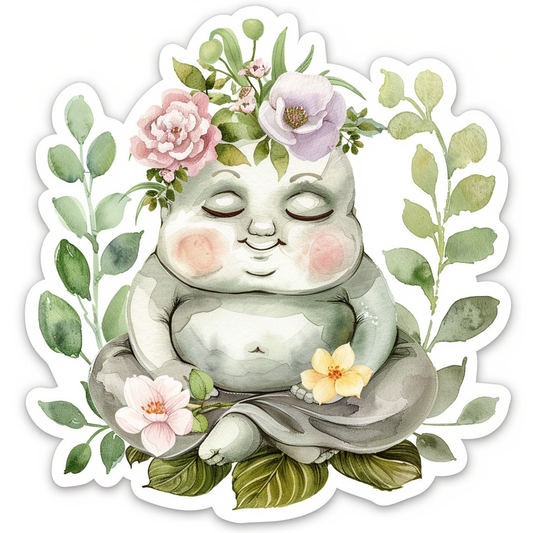 Adorable Buddha Expressive surreal Vinyl Decal Sticker for Car, Laptop, Tumbler and more # F017160