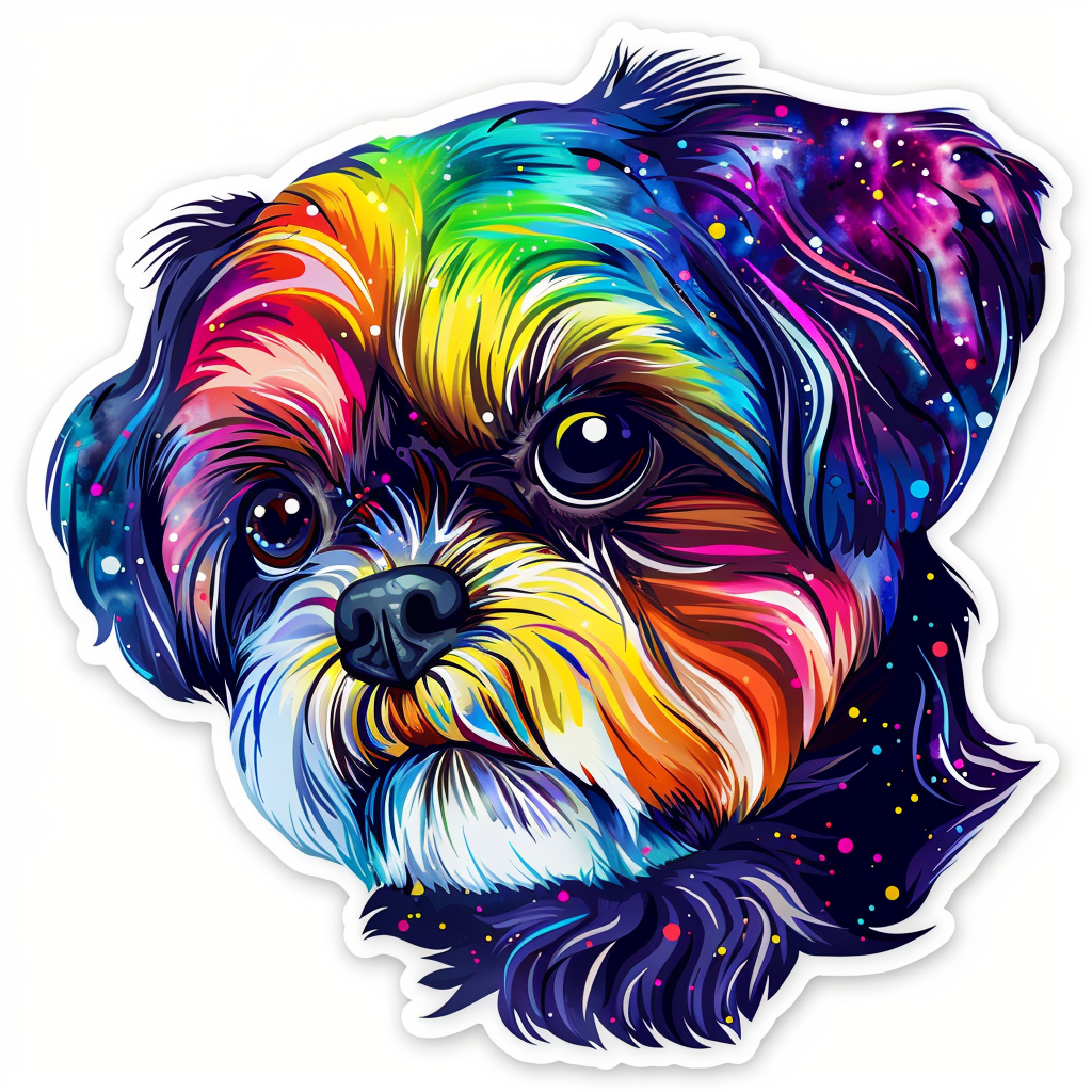 Adorable Shih Tzu Dog Expressive surreal Vinyl Decal Sticker for Car, Laptop, Tumbler and more # F018245
