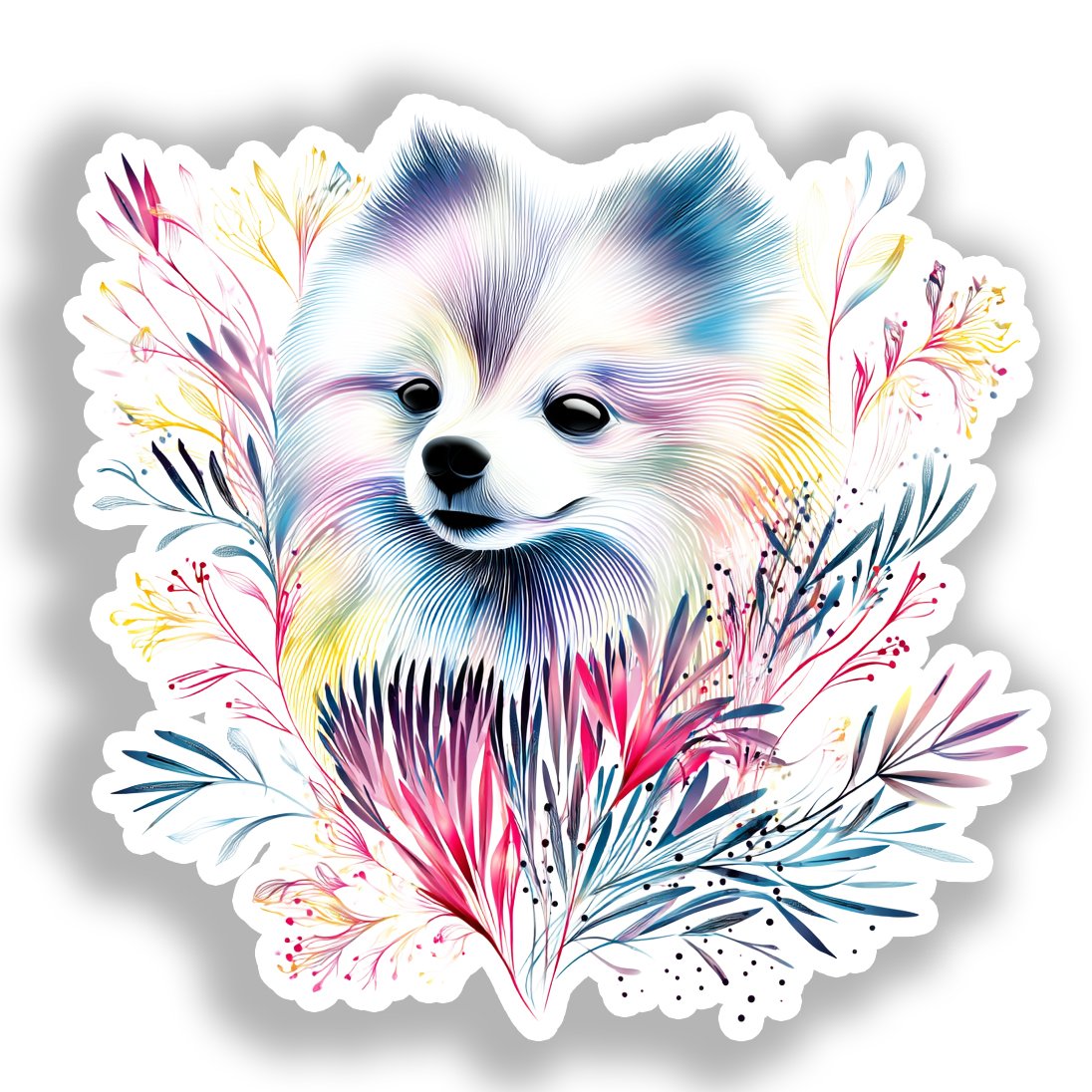 Pomeranian Dog Vinyl Decal Sticker for Car, Laptop, Tumbler and more # A017503-4" x 4"
