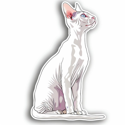 Adorable Cornish Rex Cat Expressive surreal Vinyl Decal Sticker for Car, Laptop, Tumbler and more # F021414-4" x 4"