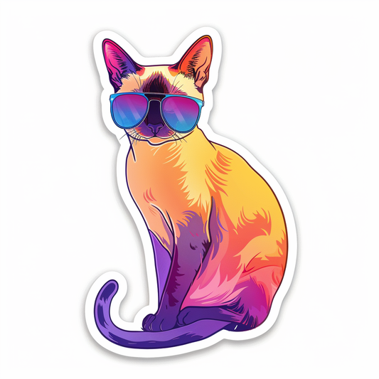 Burmese Cat wearing sunglasses Vinyl Decal Sticker for Car, Laptop, Tumbler and more # F010981