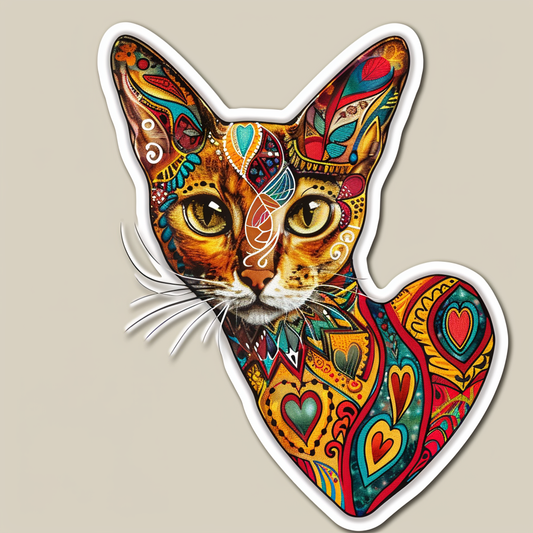 Abyssinian Cat astronaut majestic Expressive surreal Vinyl Decal Sticker for Car, Laptop, Tumbler and more # F021257-4" x 4"