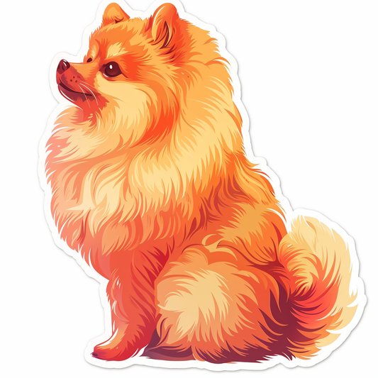 Sticker of a Pomeranian Dog majestic Expressive surreal Heartcore Vinyl Decal Sticker for Car, Laptop, Tumbler and more # F013983