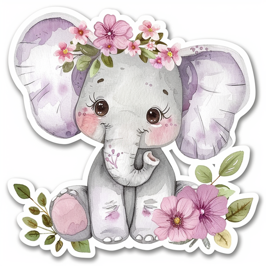 Elephant Expressive surreal Vinyl Decal Sticker for Car, Laptop, Tumbler and more # F022360-4" x 4"