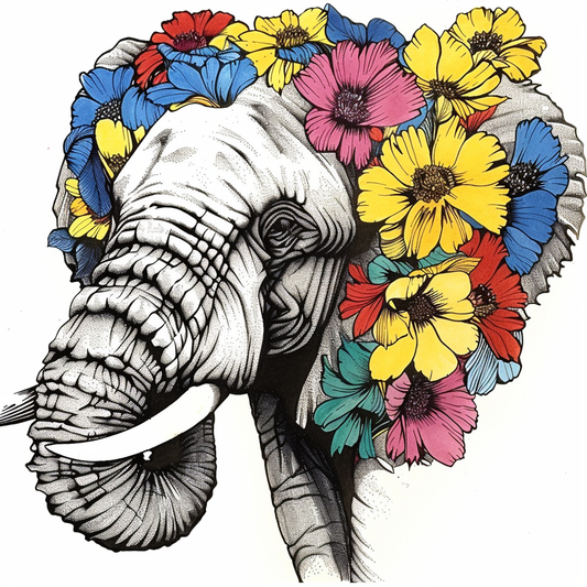 Elephant Expressive surreal Vinyl Decal Sticker for Car, Laptop, Tumbler and more # F022259-4" x 4"