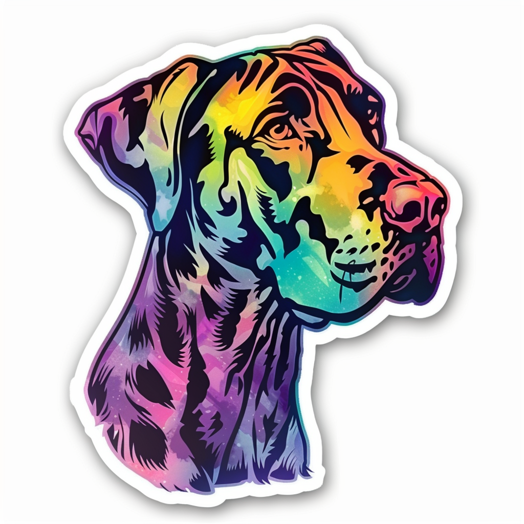 Adorable Great Dane Dog Expressive surreal Vinyl Decal Sticker for Car, Laptop, Tumbler and more # F017997