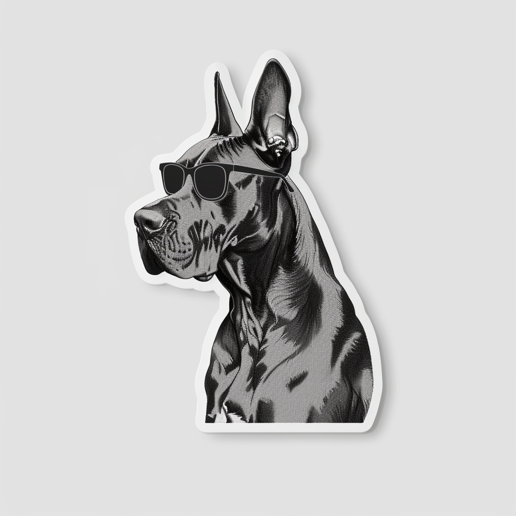 Adorable Great Dane Dog Expressive surreal Vinyl Decal Sticker for Car, Laptop, Tumbler and more # F018124