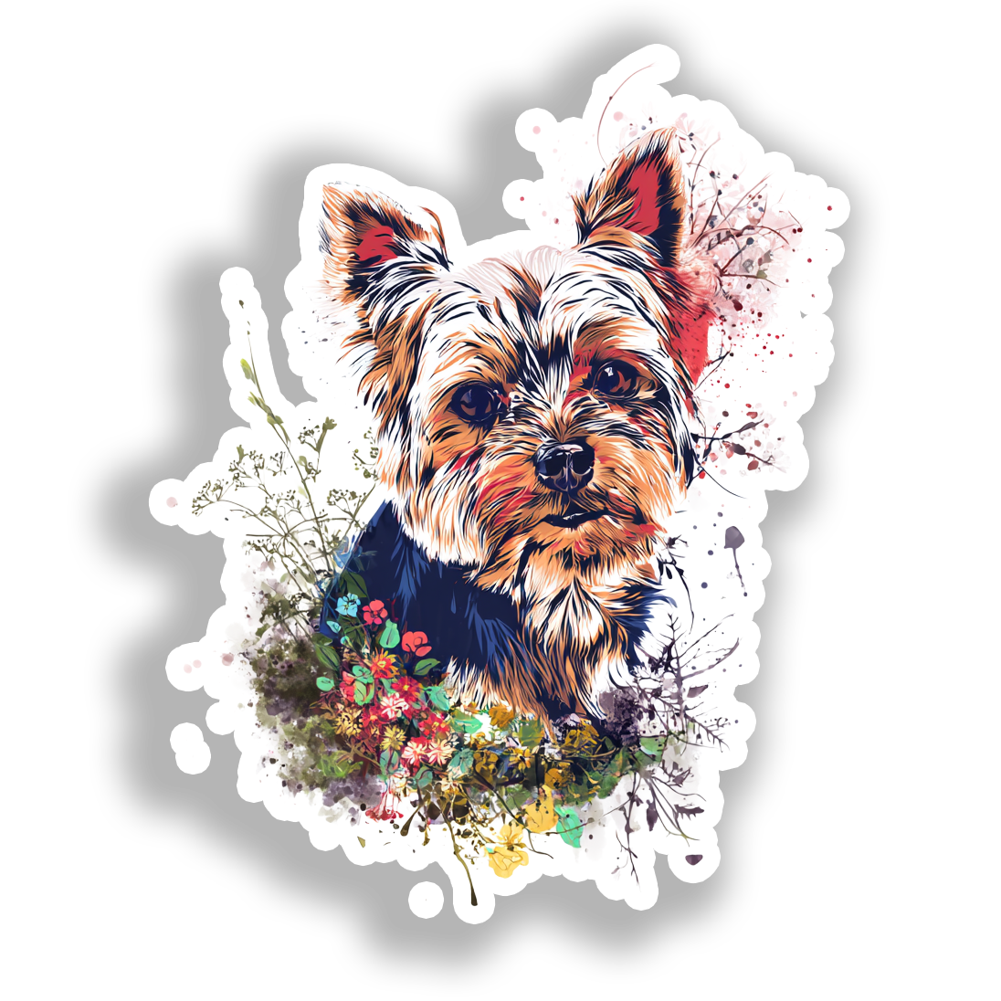 Yorkshire Terrier Dog Vinyl Decal Sticker for Car, Laptop, Tumbler and more # A017171-4" x 4"