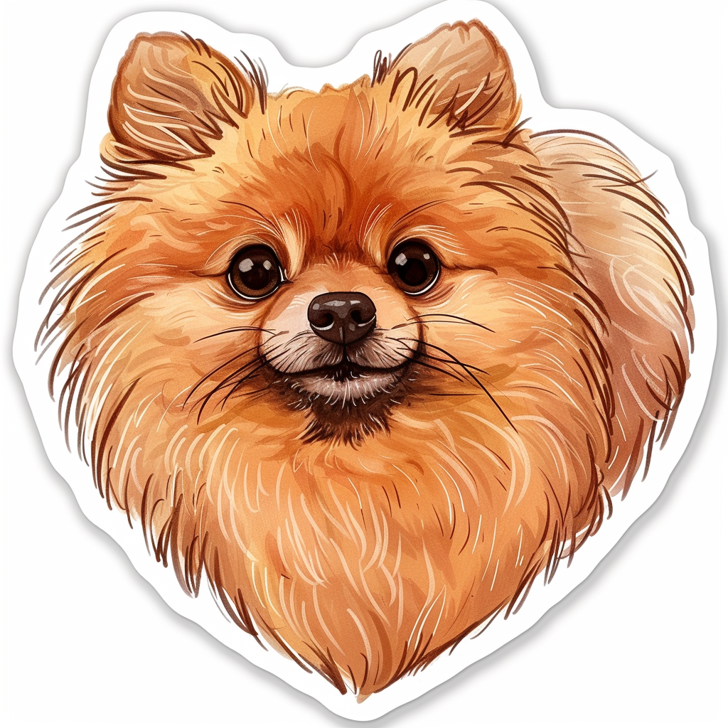 Sticker of a Pomeranian Dog majestic Expressive surreal Heartcore Vinyl Decal Sticker for Car, Laptop, Tumbler and more # F014012