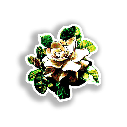 Gardenia Flower Vinyl Decal Sticker for Car, Laptop, Tumbler and more # A019606-4" x 4"