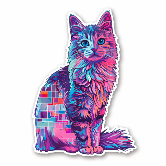 Adorable Turkish Angora Cat  Vinyl Decal Sticker for Car, Laptop, Tumbler and more # F020913-4" x 4"
