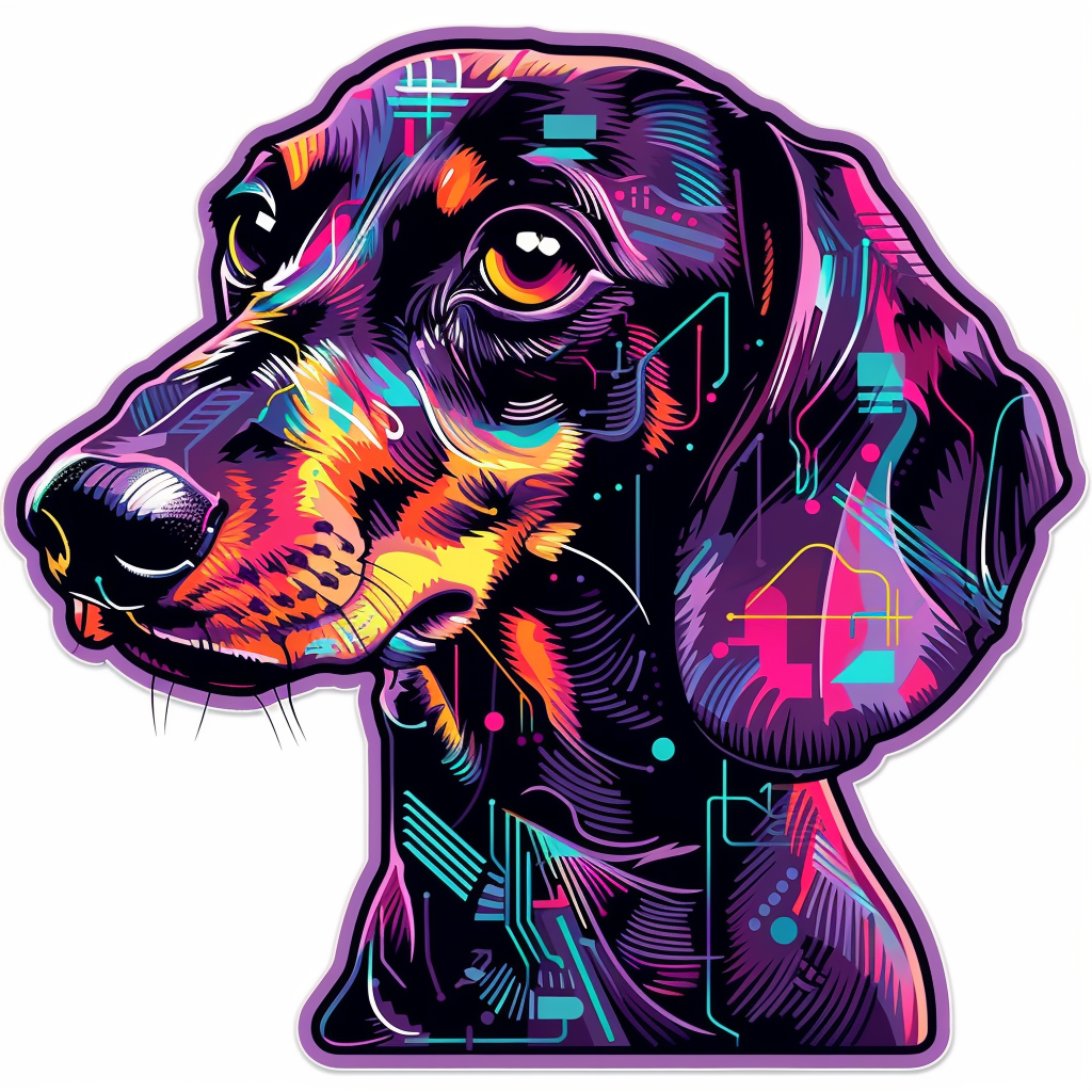 Dachshund Dog cyber punk Vinyl Decal Sticker for Car, Laptop, Tumbler and more # F012906