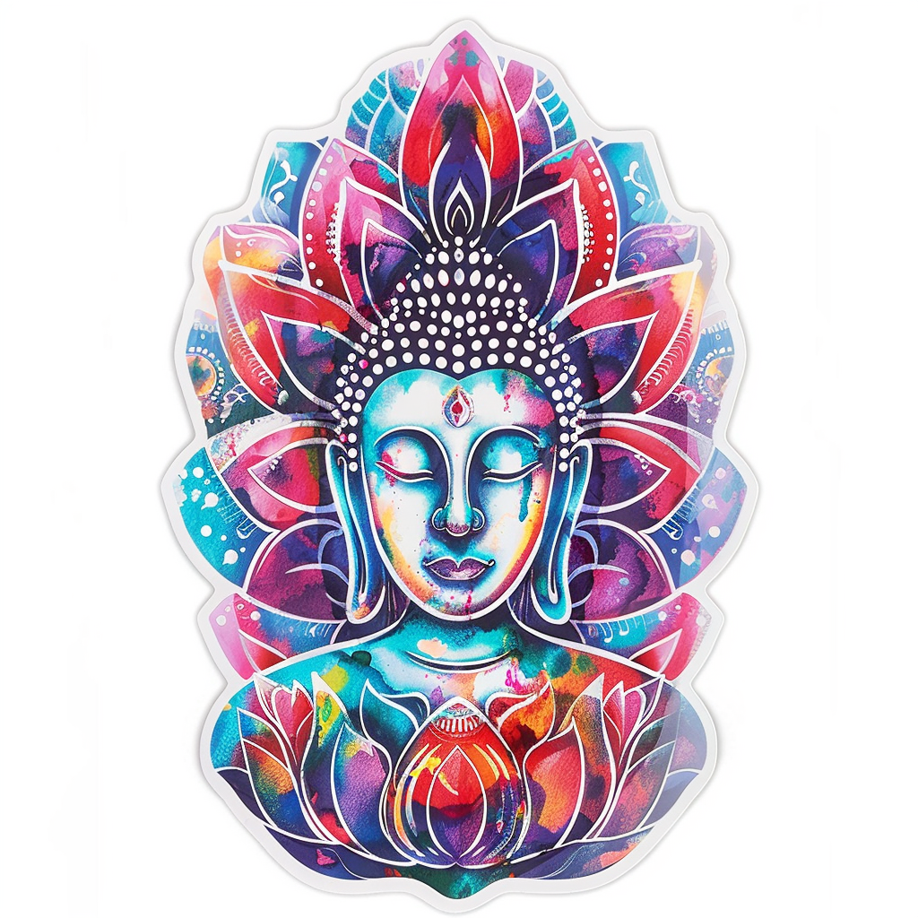 Buddha cartoon majestic Expressive surreal Vinyl Decal Sticker for Car, Laptop, Tumbler and more # F017013