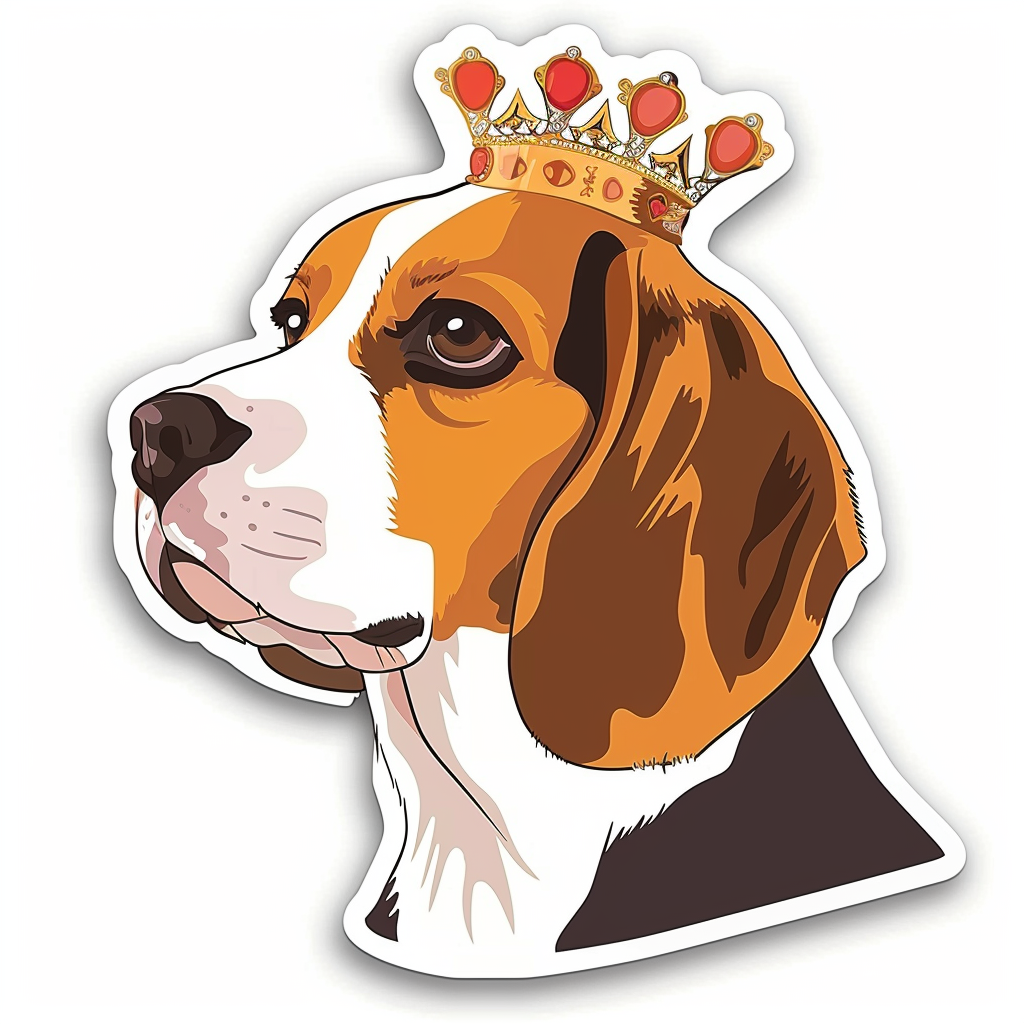 Beagle dog crowned Vinyl Decal Sticker for Car, Laptop, Tumbler and more # F011901