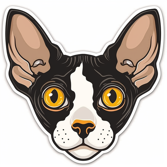 Adorable Cornish Rex Cat Expressive surreal Vinyl Decal Sticker for Car, Laptop, Tumbler and more # F021504-4" x 4"