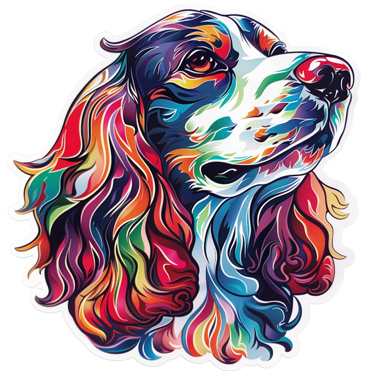 Cocker Spaniel Dog majestic Expressive surreal Vinyl Decal Sticker for Car, Laptop, Tumbler and more # F020285-4" x 4"