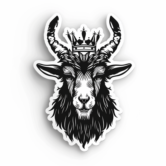 Goat Crowned majestic Expressive surreal Vinyl Decal Sticker for Car, Laptop, Tumbler and more # F020550-4" x 4"