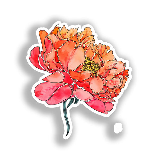 Peony Flower Vinyl Decal Sticker for Car, Laptop, Tumbler and more # A019306-4" x 4"