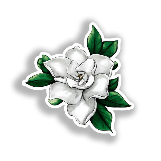 Gardenia Flower Vinyl Decal Sticker for Car, Laptop, Tumbler and more # A019617-4" x 4"
