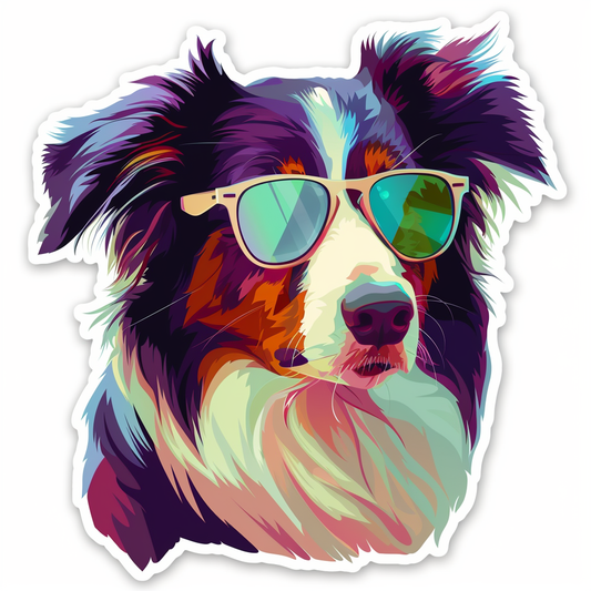 Border Collie Dog majestic Expressive surreal Vinyl Decal Sticker for Car, Laptop, Tumbler and more # F021718-4" x 4"