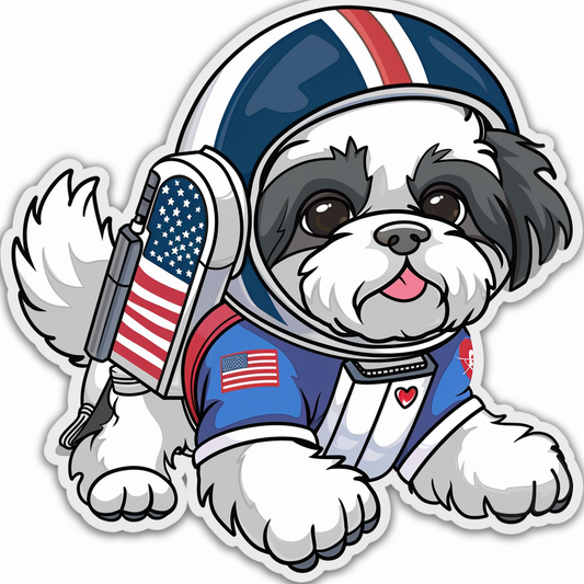 Adorable Shih Tzu Dog Expressive surreal Vinyl Decal Sticker for Car, Laptop, Tumbler and more # F018440