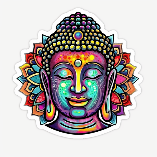 Buddha cartoon majestic Expressive surreal Vinyl Decal Sticker for Car, Laptop, Tumbler and more # F017014