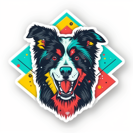 Border Collie Dog majestic Expressive surreal Vinyl Decal Sticker for Car, Laptop, Tumbler and more # F021811-4" x 4"