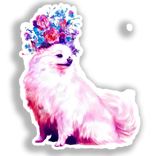 Pomeranian Dog Vinyl Decal Sticker for Car, Laptop, Tumbler and more # A017469-4" x 4"