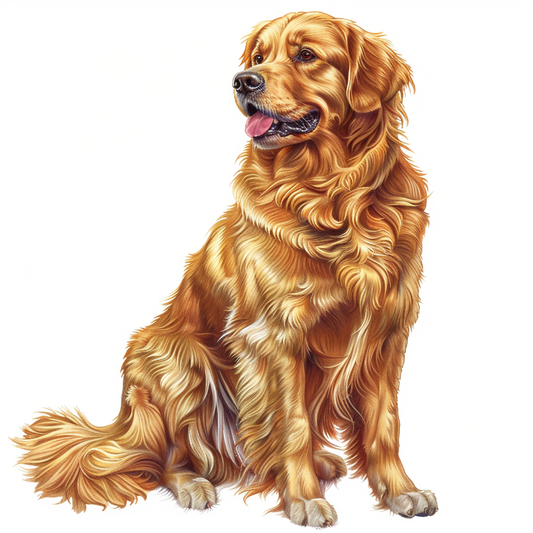 Golden Retriever Expressive surreal Vinyl Decal Sticker for Car, Laptop, Tumbler and more # F020396-4" x 4"
