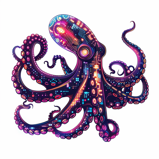 Octopus cyber punk majestic Expressive surreal Vinyl Decal Sticker for Car, Laptop, Tumbler and more # F015571