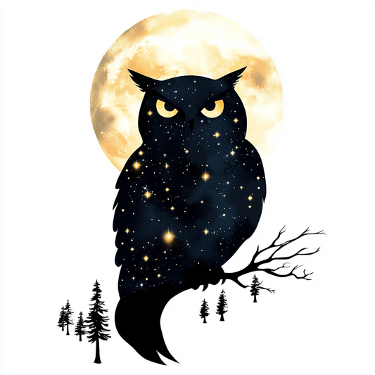 Owl Moon and Stars Vinyl Decal Sticker for Car, Laptop, Tumbler and more # F025775