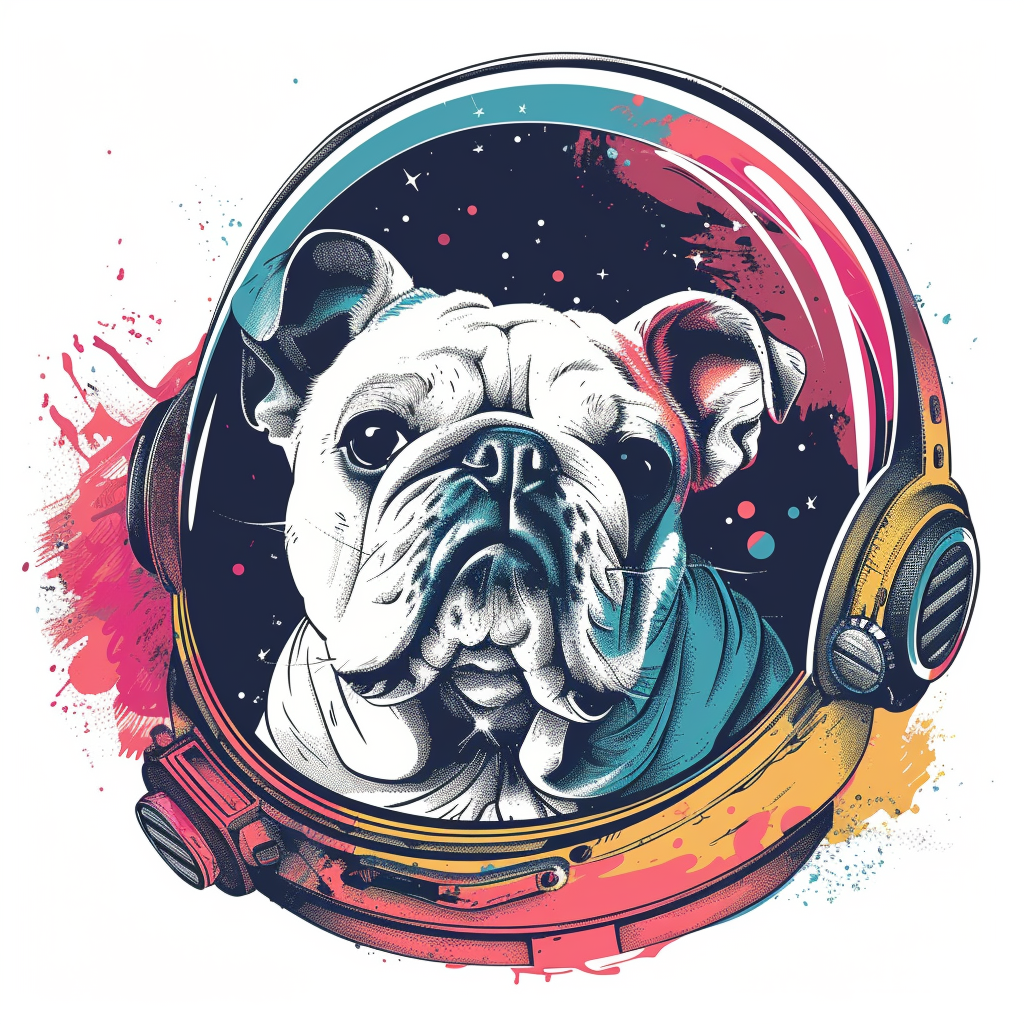 Sticker of a Bulldog Dog astronaut majestic Expressive surreal Vinyl Decal Sticker for Car, Laptop, Tumbler and more # F017283