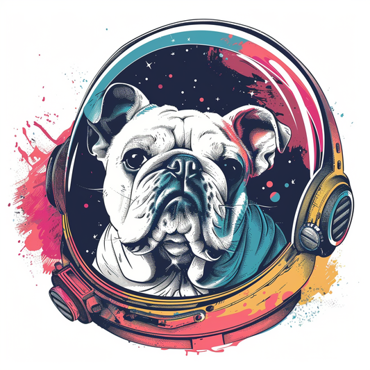 Sticker of a Bulldog Dog astronaut majestic Expressive surreal Vinyl Decal Sticker for Car, Laptop, Tumbler and more # F017283