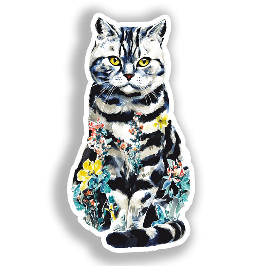 Shorthair Cat Vinyl Decal Sticker for Car, Laptop, Tumbler and more # A018772-4" x 4"