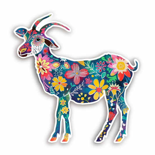 Goat majestic Expressive surreal Vinyl Decal Sticker for Car, Laptop, Tumbler and more # F020545-4" x 4"