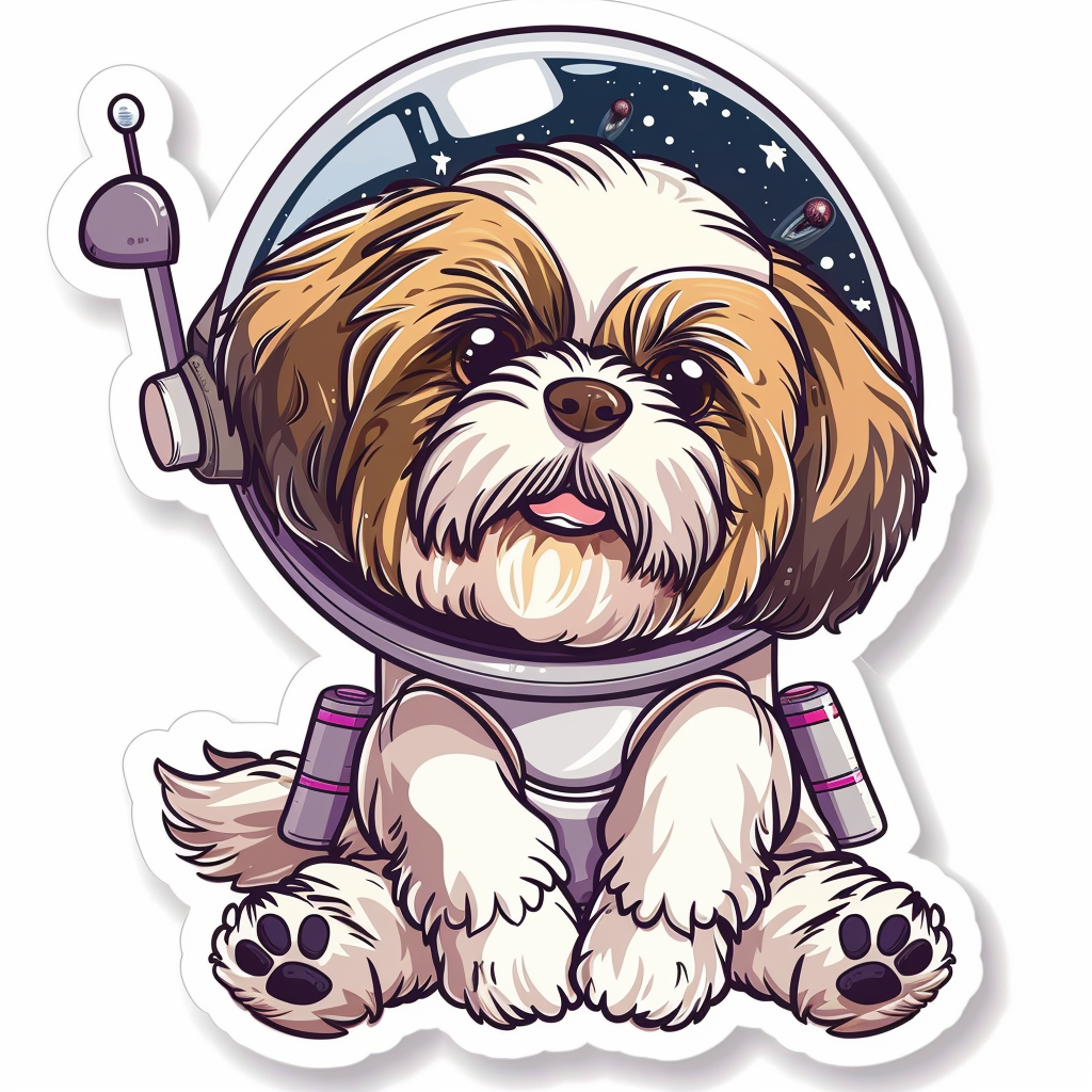 Adorable Shih Tzu Dog Expressive surreal Vinyl Decal Sticker for Car, Laptop, Tumbler and more # F018177