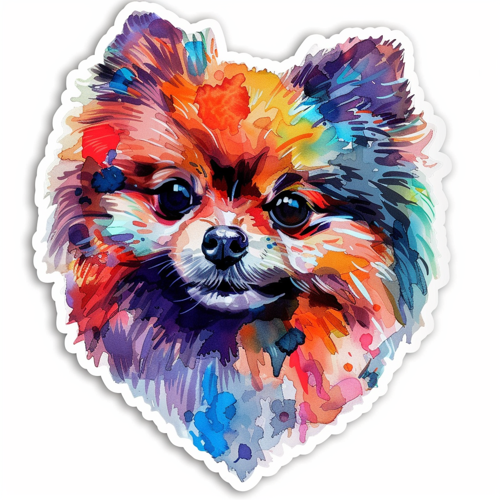 Sticker of a Pomeranian Dog majestic Expressive surreal Heartcore Vinyl Decal Sticker for Car, Laptop, Tumbler and more # F014075