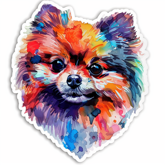 Sticker of a Pomeranian Dog majestic Expressive surreal Heartcore Vinyl Decal Sticker for Car, Laptop, Tumbler and more # F014075