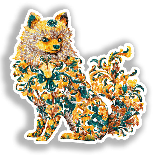 Pomeranian Dog Vinyl Decal Sticker for Car, Laptop, Tumbler and more # A017323-4" x 4"