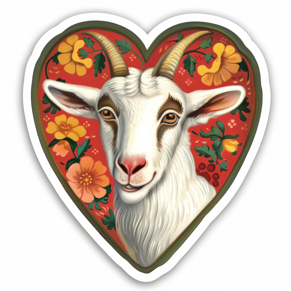 Goat majestic Expressive surreal Vinyl Decal Sticker for Car, Laptop, Tumbler and more # F020703-4" x 4"